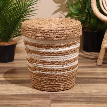 A set of wicker baskets with a lid, 3 pcs, 36x36x37 cm-5