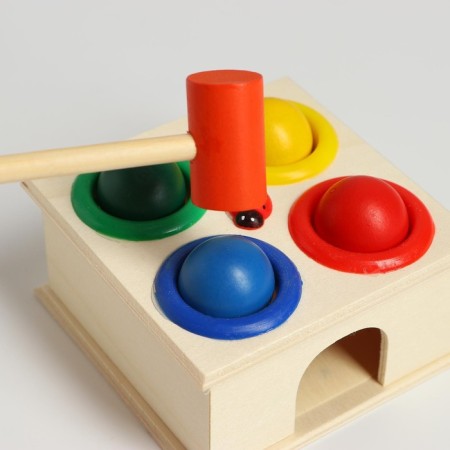 Square -free pink "God's cow" 4 balls: 3 cm, hammer-2