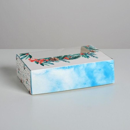 Box for eclairs with inserts - 5 pcs “Let it Snow”, 25.2 x 15 x 7 cm, New Year-1