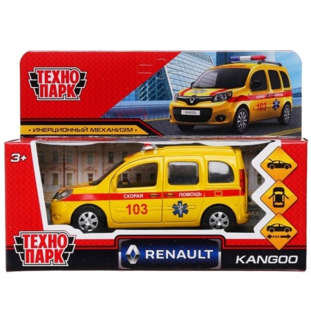 Metal machine "Renault Kangoo Resuscitation", 12 cm, doors and trunk open, yellow color