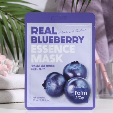 Farmstay fabric face mask, with blueberry extract, 23 ml