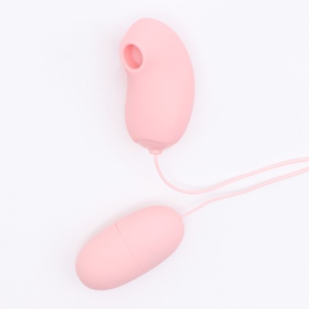 Vibroyaite with a vacuum-wave clitoris stimulant, Power Bank, Soft silicone, pink-2