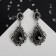 Earrings with rhinestones "Extraordinary" openwork, black color in black silver
