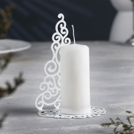 Glamorous Christmas Eliveboard for one candle, 9.9x13.4 cm, white