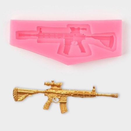Mold "Pistol - machine gun", silicone, 13.2 × 5.3 cm, color mix