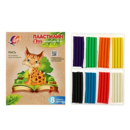 Plasticine 8 colors 120 g Zoo