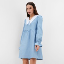 Women's dress with a collar Mist, p.46, light blue