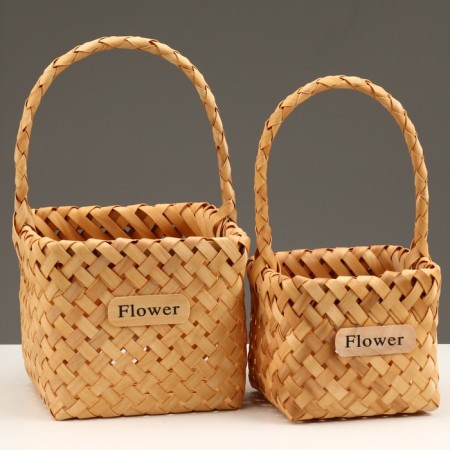 A set of wicker baskets, sequoia, 18x18x15/29.5 cm, 15x15x12/27.5 cm, 2 pcs., Natural