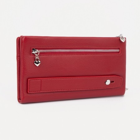 Women's wallet on magnets, red color-1