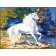 Diamond mosaic "Unicorn by the Blue Lake" 20 × 27 cm, 23 centers. + sticker