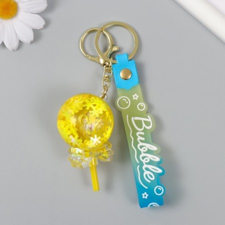 A keychain plastic with a carbine, a strap "Yellow" Water with decor1.8x5.3x5.6 cm-1