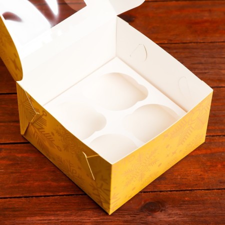Packaging for 4 cupcakes with the Window "New Year's Gradient", 16 x 16 x 10 cm-2