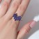 Ring "Heart" pixels, blue color in silver, dimensionless