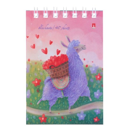 Notepad A7, 40 sheets on the crest "Lavender lamas", cover Cover Cardboard, Mix-1