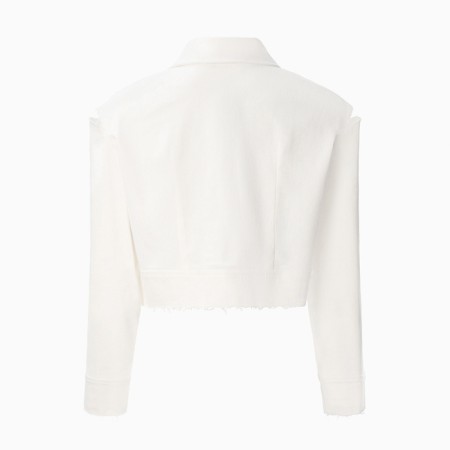 Women's shirt shortened with cuts Mist: Denim R.42, White-9