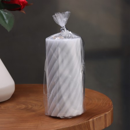 Candle-cylinder "Spiral", 5x10 cm, gray, 6 hours-2