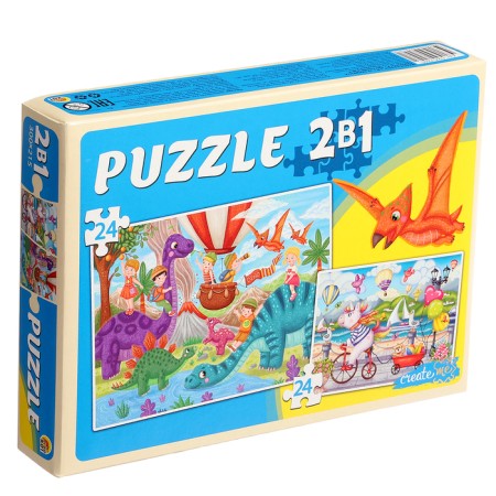 Maxi-Puzzles 2 in 1 "Unicorns + dinosaurs No. 4", 24 and 24 elements