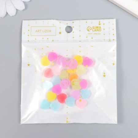 Decor for creativity plastic "heart-marmalade" set 30 pcs mix 1x1x0.5 cm-3