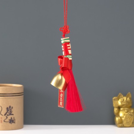 Suspension "Talisman. Red broom with a bell" 18 cm-2