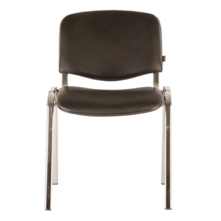 Stool for personnel and visitors to Brabix ISO CF-001, chrome frame, black leatherette-1