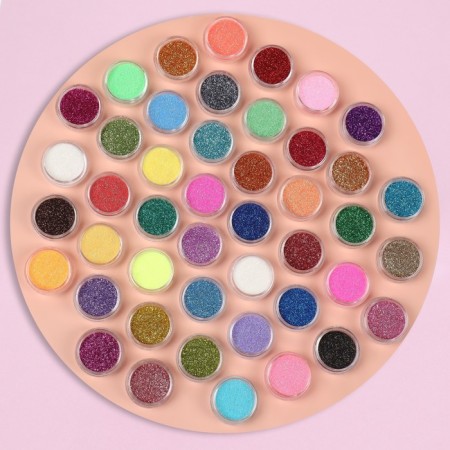 Sparkles for decor, small, 45 jars, multi -colored