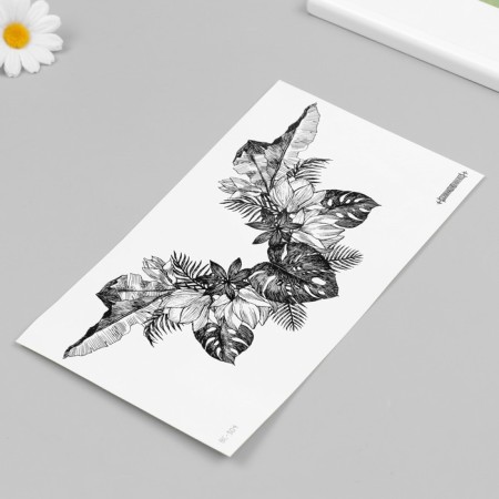 Tattoo on the body black "decoration of leaves" 24x13.7 cm-1