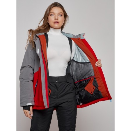 Ski jacket women's winter, size 52, red color-16