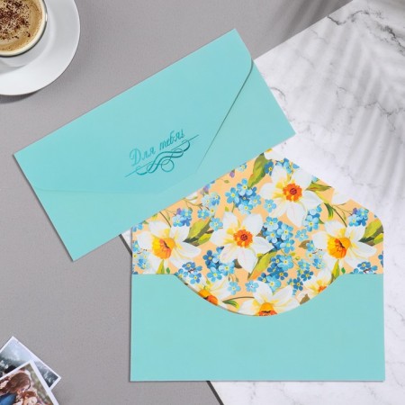 Envenue for money "for you!" Soft Tach, embossing, blue, 9x19 cm