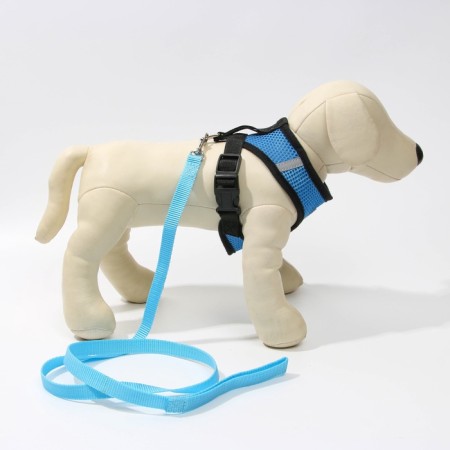 Drinking harness with a leash and reflective patch, m, ok 33, og 32-43, blue-6