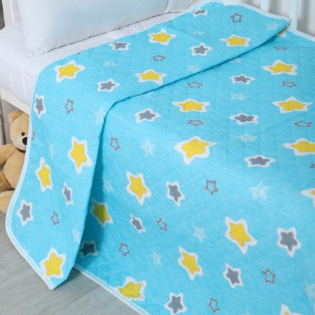 Star coverlet 110x140cm, turquoise, calico 120g/m, HL 100%-1