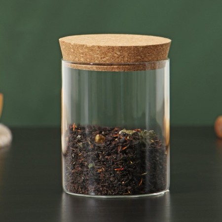 Glass Bank for bulk products with a Bellatenero cork cover "Classic", 450 ml, 8.5 × 11 cm