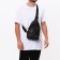 Male sling bag, artificial leather, headphone opening, black color