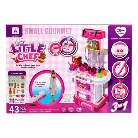 Game module in a suitcase on wheels 3 in 1: stove, kitchen, suitcase, 43 items-19