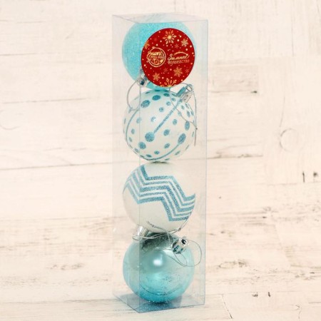 Set of balls plastic D-6 cm, 4 pcs "Rogned" white and white-1