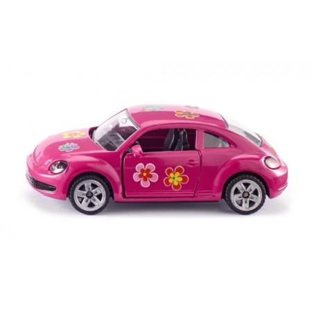 The Volkswagen Beetle car collectible model, pink, scale 1:64