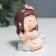 Souvenir Polystone "Baby with a white cat - yoga" 5.5x4.5 cm
