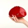 Cosmetic bag at the zipper textura, red color
