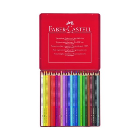 Pencils 24 colors Faber-Castell Grip 2001 three-sided, in a metal box-1