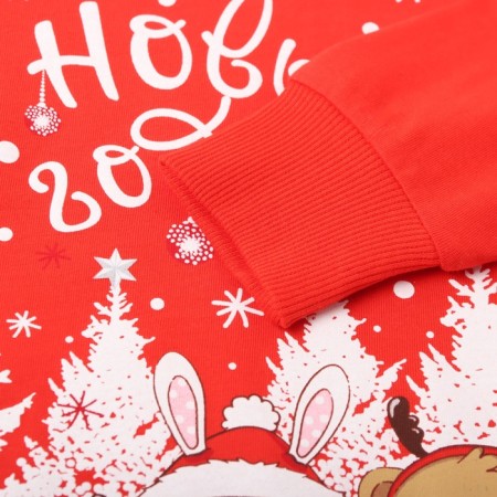 New Year. Pajama nursery (longshit/pants), red color, height 128 cm-2