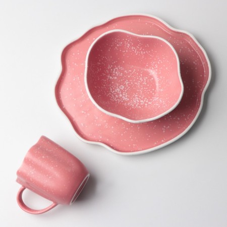 Ceramic dish for serving "pink", 27 cm, pink color-8