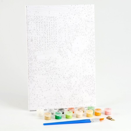 Picture on numbers on canvas with the subframe of Siba-Inu, 30x20 cm-1