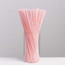 Disposable corrugated tubes for drinks, 21 cm, d = 5 mm, 50 pcs, with corrugation, white color