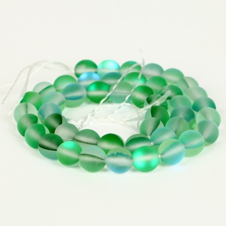 Busins ​​made of natural stone "Cat Eye", set 46 pcs., Size 1 pc. - 8 mm, green-2