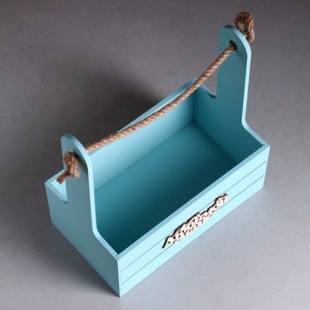 Box - wooden Kashpo 25x15x30 "Beloved Mom" ​​gray -blue-2