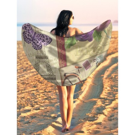 Pareo and beach rug "Interesting postcard", d = 150 cm