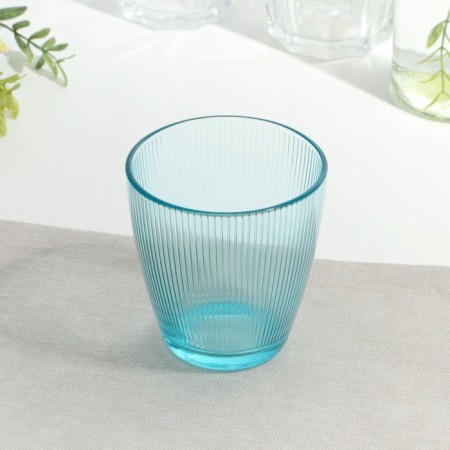 Low glass glass "Concept Straypi", 250 ml, turquoise color-3
