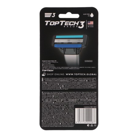 TopTech Razor 3 Male Razid is compatible with Gillette Mach3, 1 razor + 2 replaceable cassettes-3