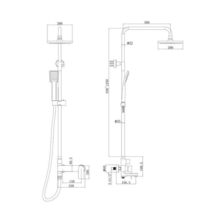 Bravat Real F6333367CP-A-RUS shower system, Upper shower of a round shape 200 mm, chrome-2