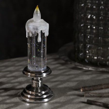 LED figure “Silver candle” 7 × 20 × 7 cm, plastic, sparkles, batteries AAAX2 (not in the kit), glow warm white-1
