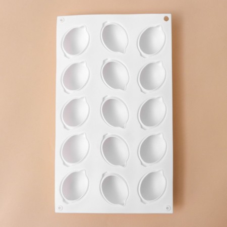Form for mousse desserts and baking konfinetta “lemons”, silicone, 29 × 17 × 3 cm, 15 cells (5.5 × 4 cm), white color-5